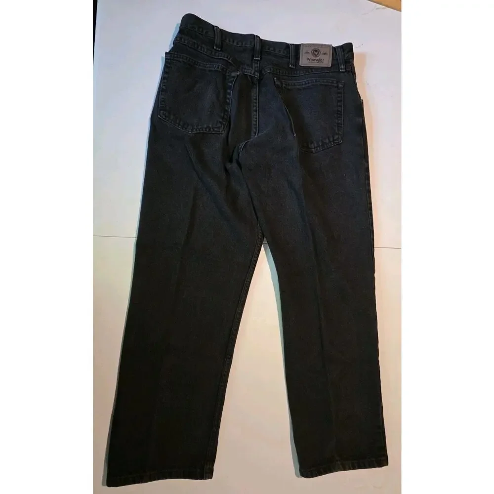 VTG Wrangler Jeans Mens 34x30 Black Straight Leg Denim 100% Cotton 5-Pocket